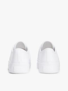Logo Pebble Grain Leather Platform Trainers — White 4