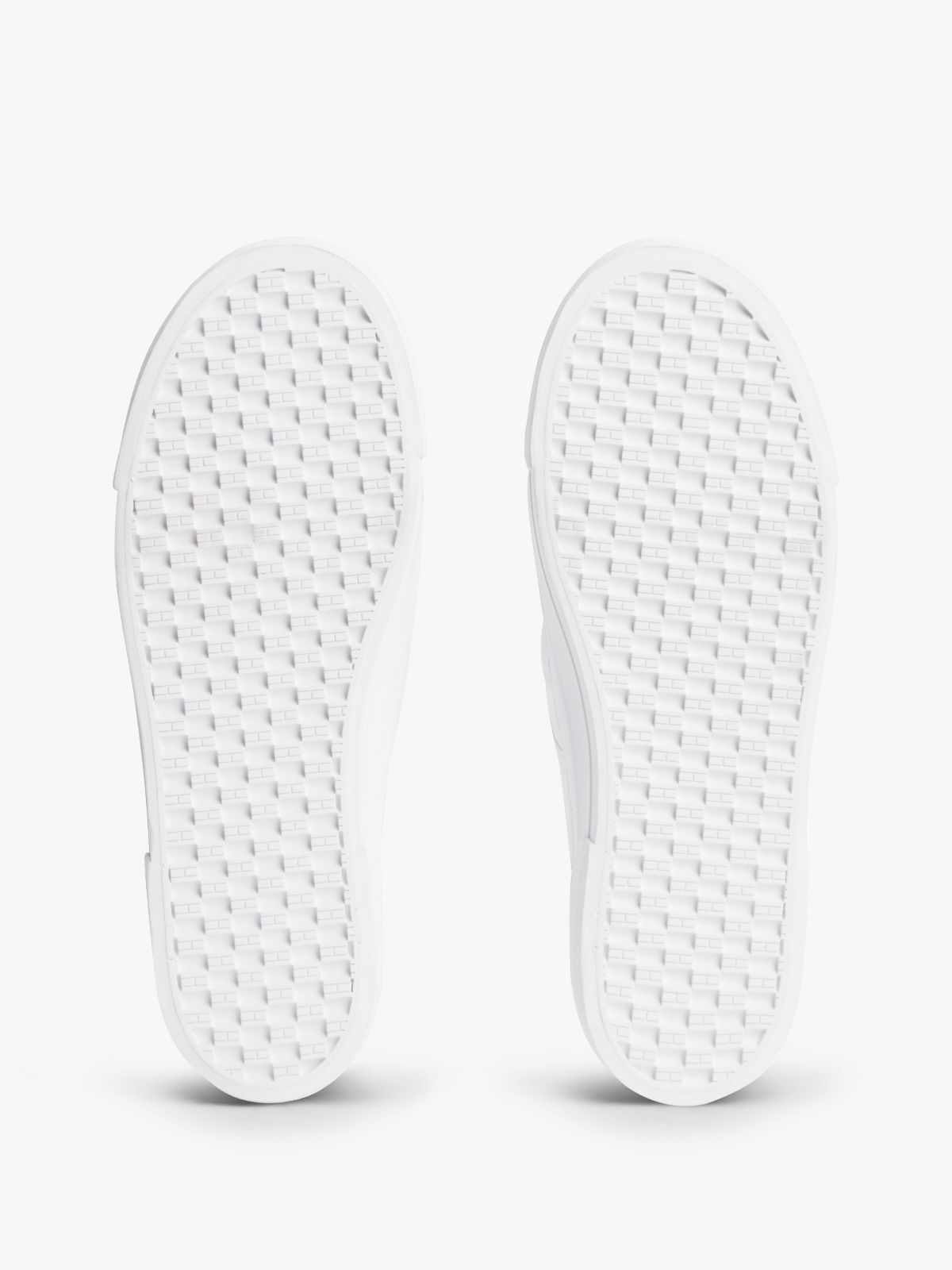 Logo Pebble Grain Leather Platform Trainers — White