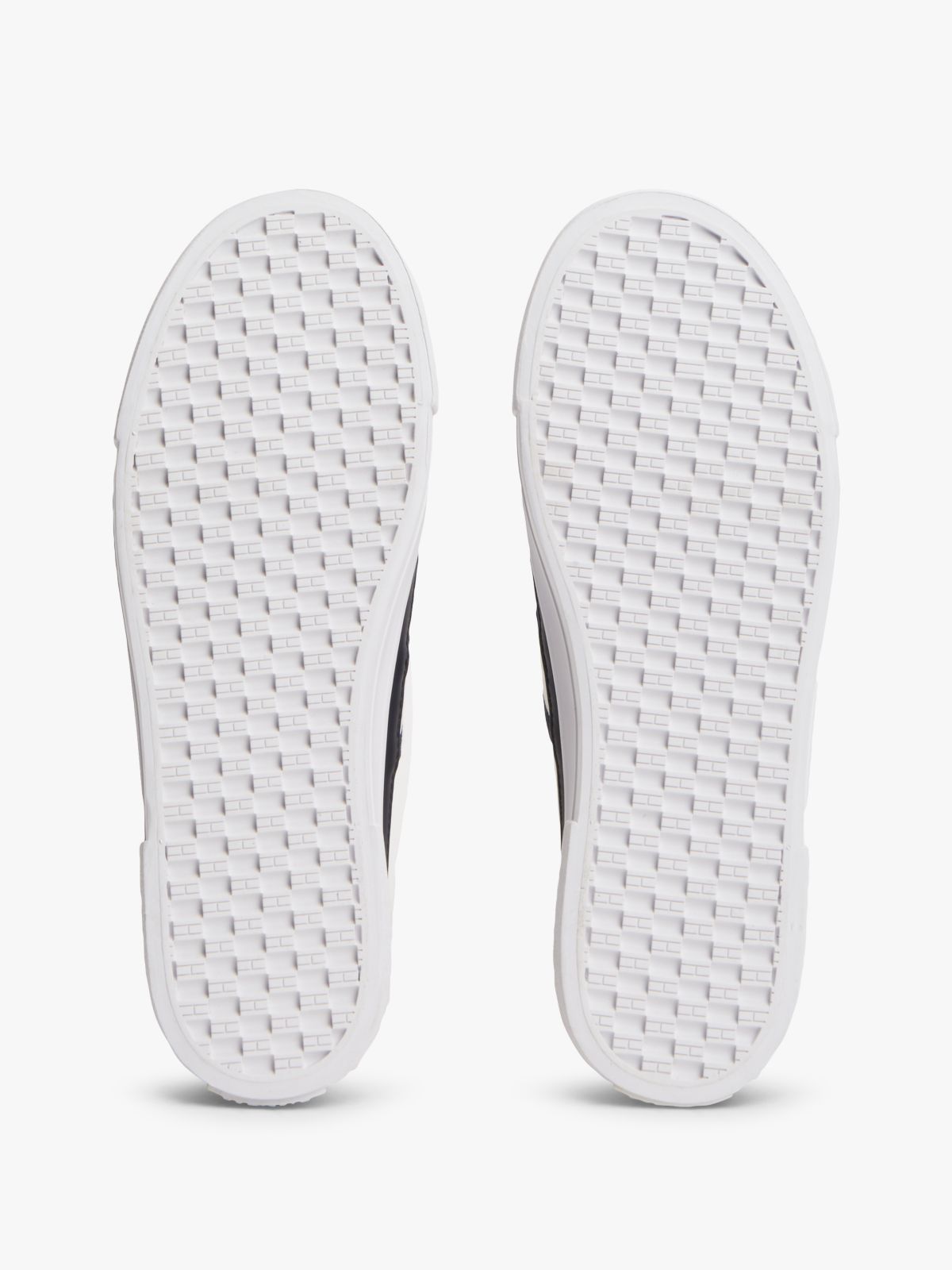 Contrast Piping Canvas Platform Trainers — White