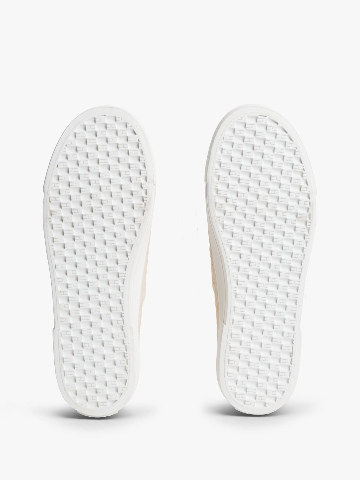 Contrast Piping Canvas Platform Trainers — Beige