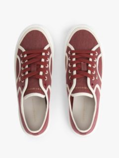 Contrast Piping Canvas Platform Trainers — Burgundy 3