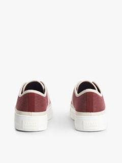 Contrast Piping Canvas Platform Trainers — Burgundy 4