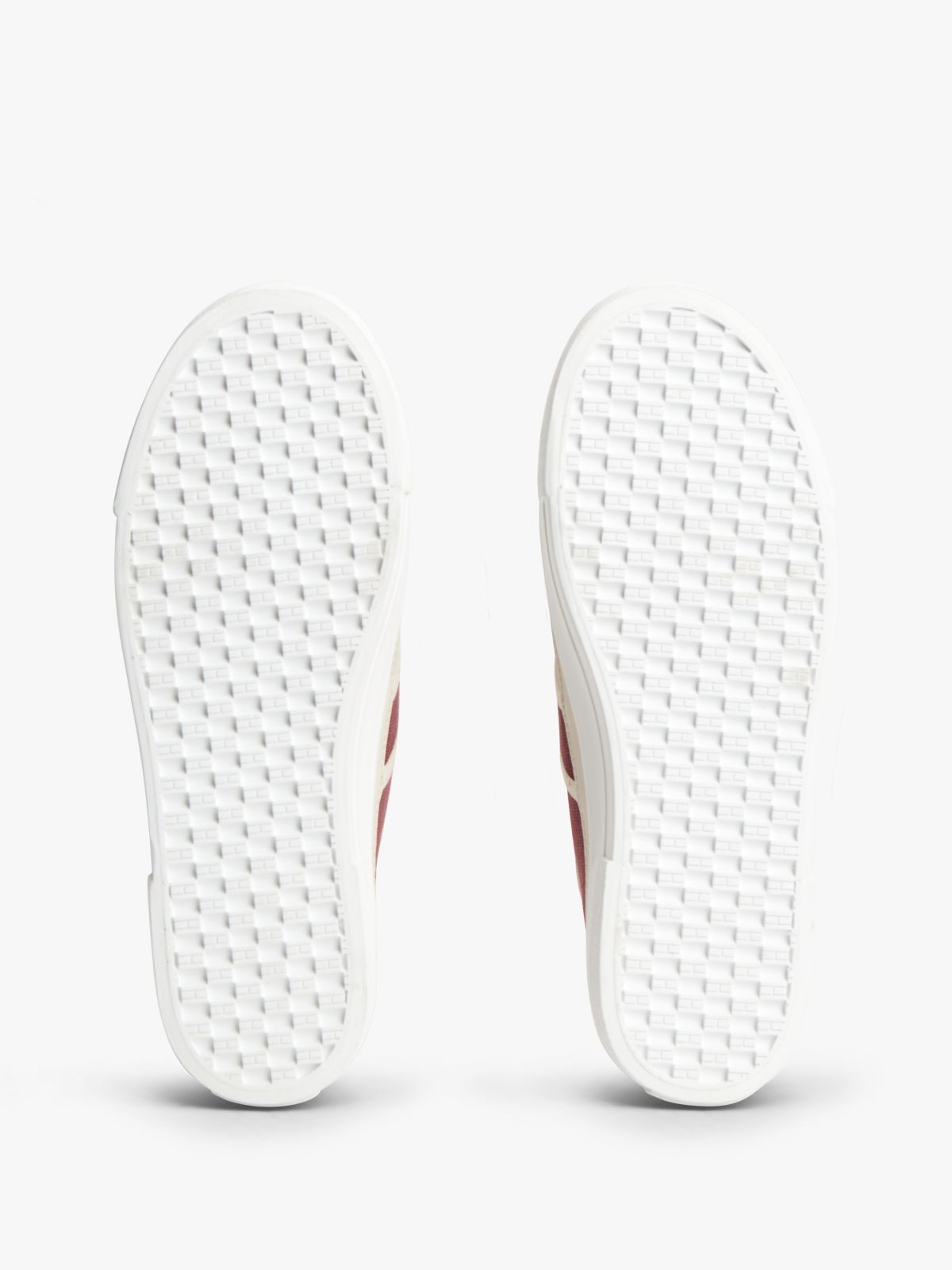 Contrast Piping Canvas Platform Trainers — Burgundy