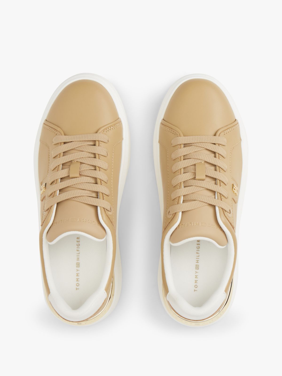 Metallic TH Monogram Leather Platform Trainers — Brown