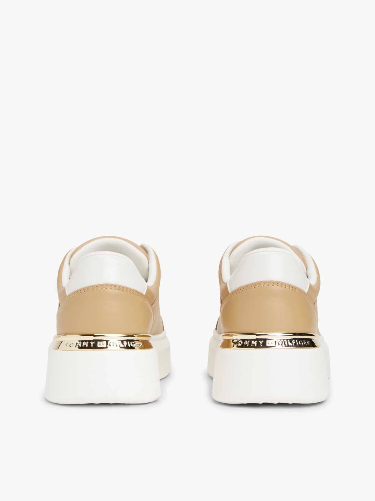 Metallic TH Monogram Leather Platform Trainers — Brown