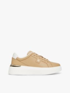 Metallic TH Monogram Leather Platform Trainers — Brown 1