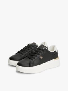 Metallic TH Monogram Leather Platform Trainers — Black 2