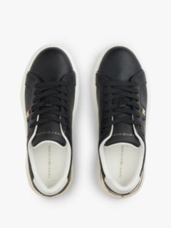 Metallic TH Monogram Leather Platform Trainers — Black 3