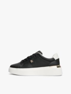 Metallic TH Monogram Leather Platform Trainers — Black 7