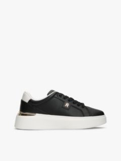 Metallic TH Monogram Leather Platform Trainers — Black 1