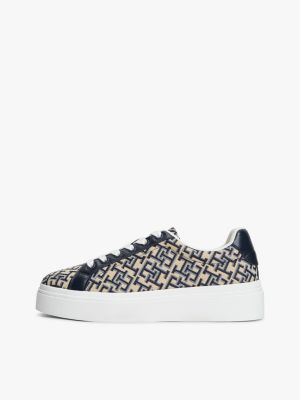 multi th monogram platform textile trainers for women tommy hilfiger
