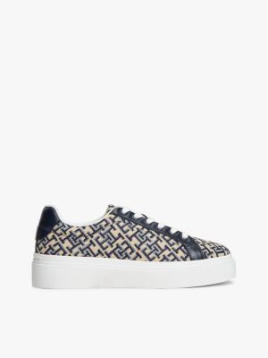 multi th monogram platform textile trainers for women tommy hilfiger