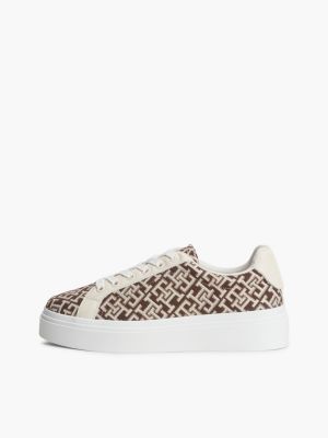 kolorowy tekstylne buty sportowe na platformie z monogramem th dla kobiety - tommy hilfiger