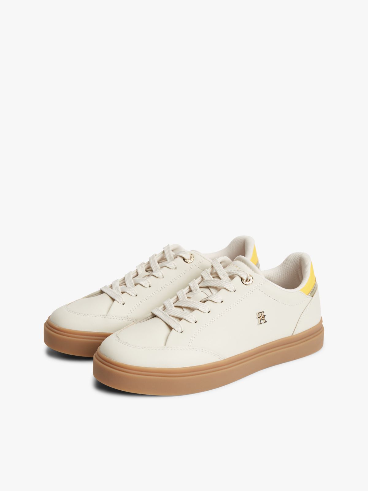 TH Monogram Leather Trainers — Beige