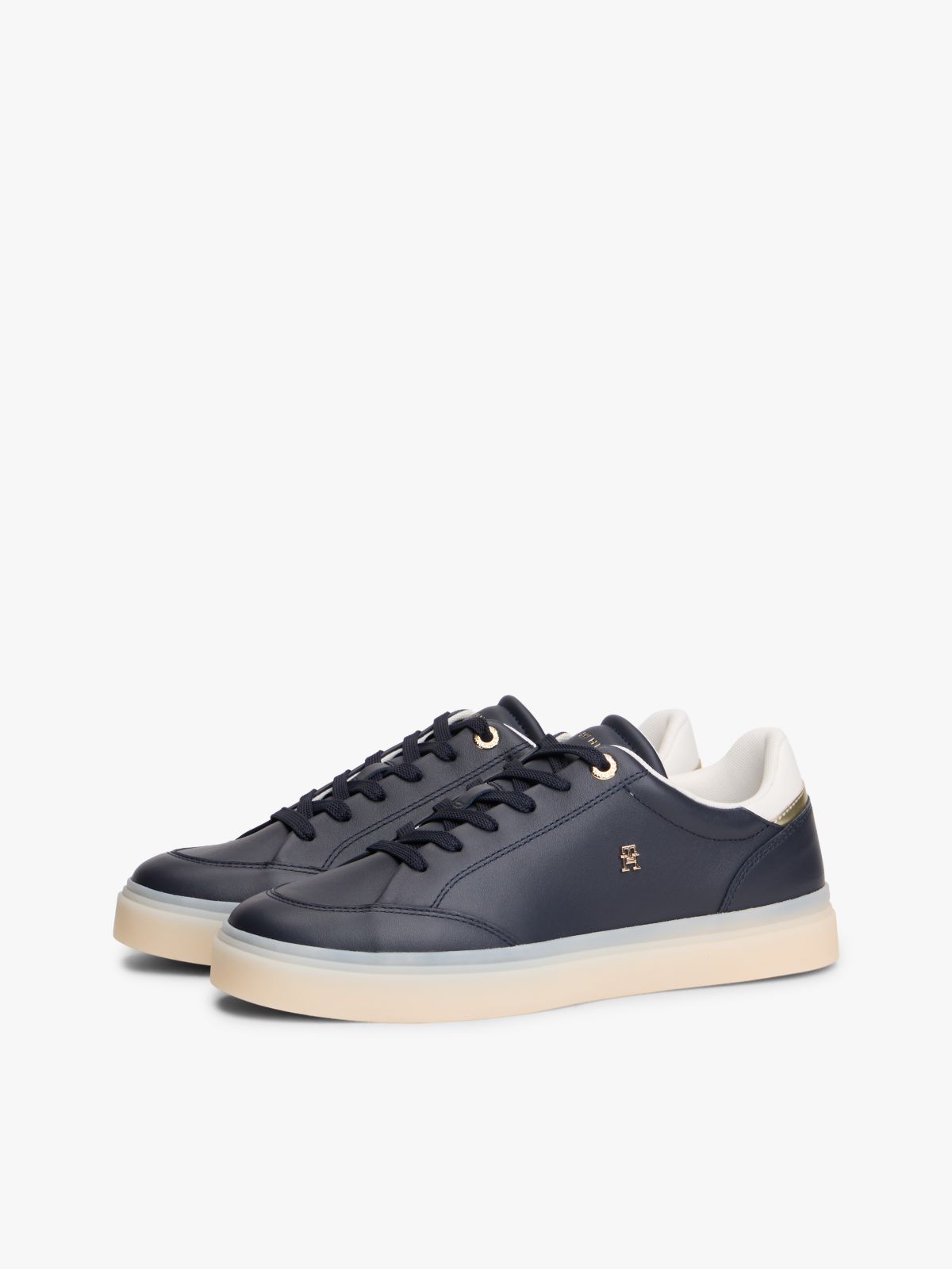 TH Monogram Leather Trainers — Blue
