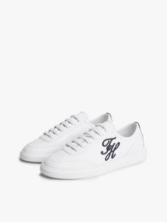 Logo Lightweight Leather Court Trainers — White 2