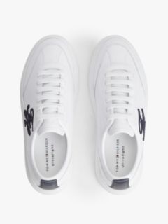 Logo Lightweight Leather Court Trainers — White 3