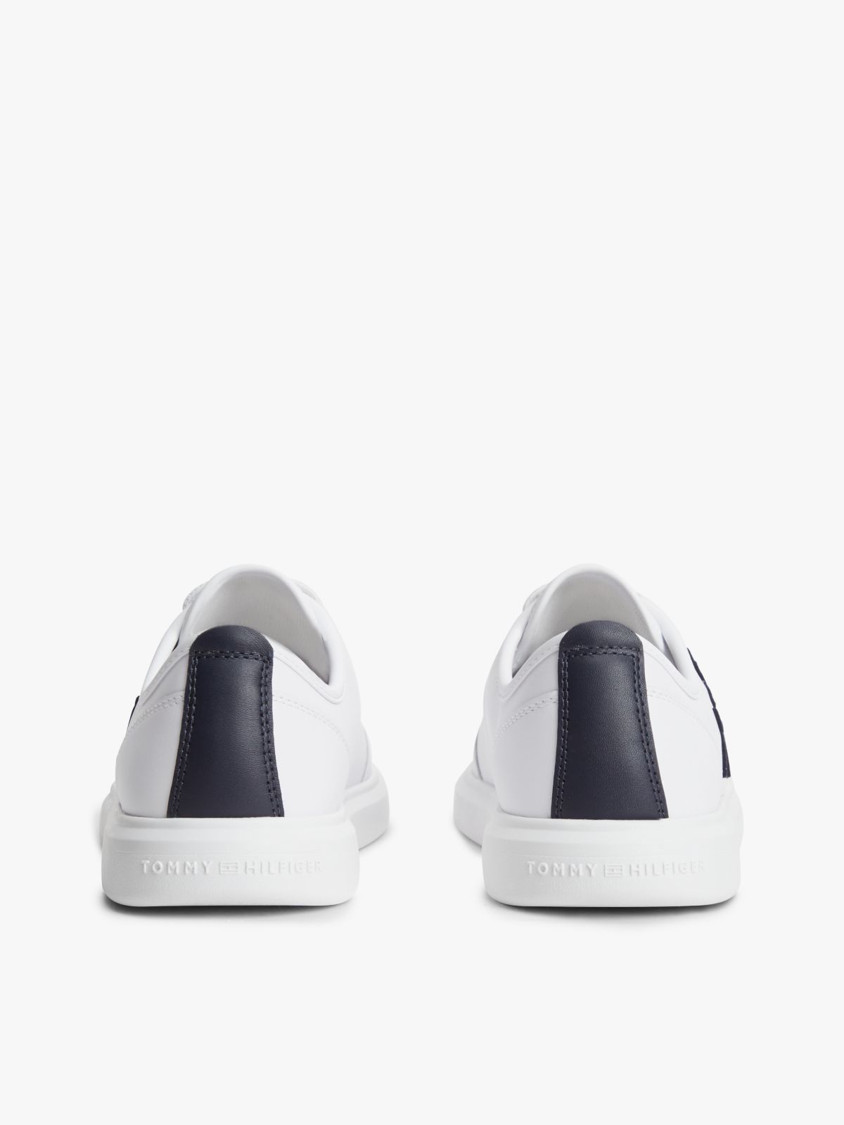 Logo Lightweight Leather Court Trainers — White