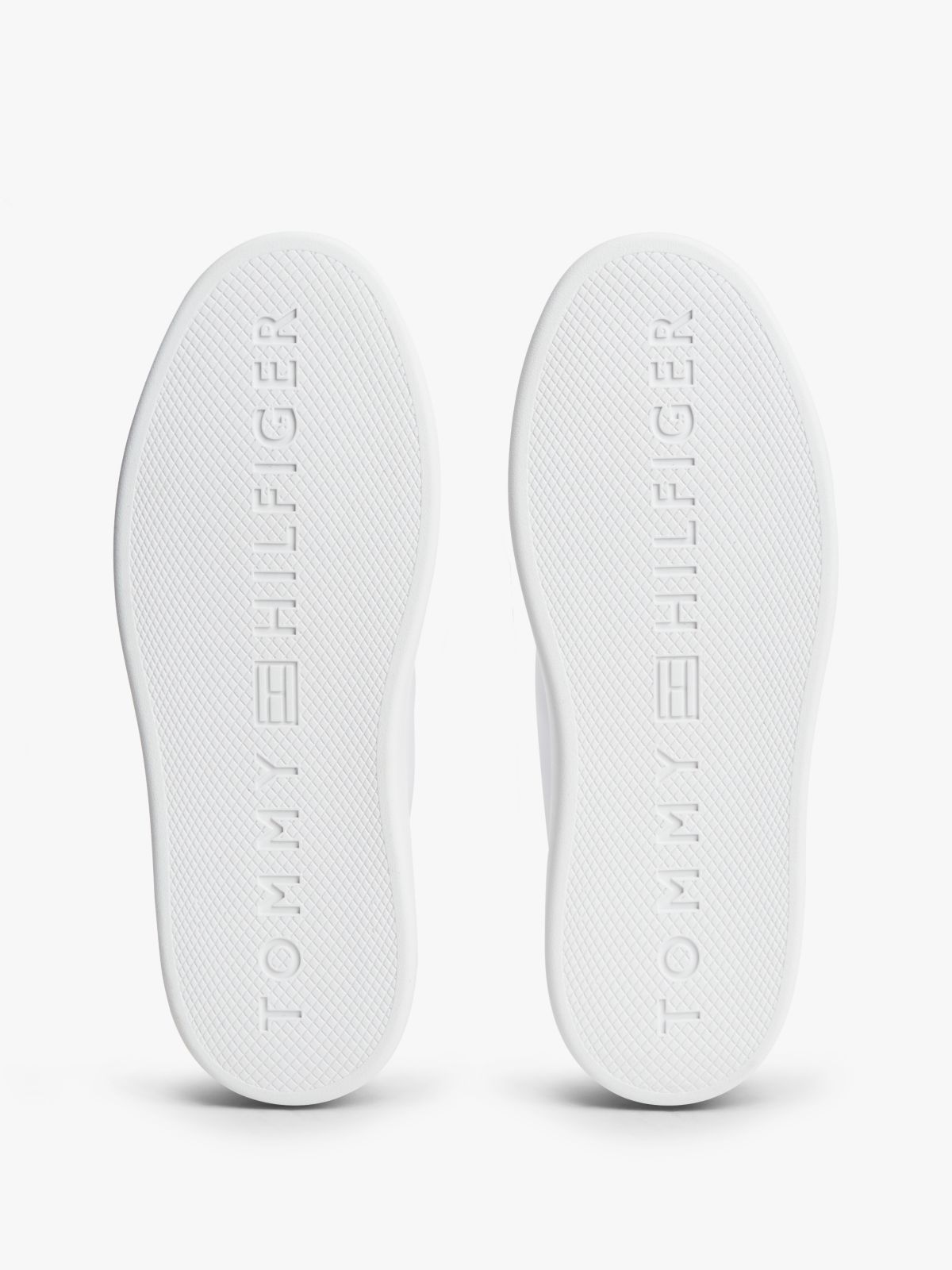 Logo Lightweight Leather Court Trainers — White