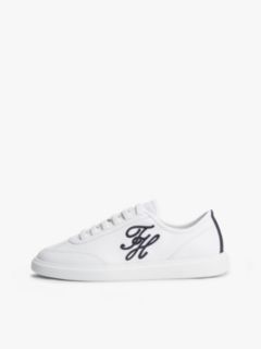 Logo Lightweight Leather Court Trainers — White 7
