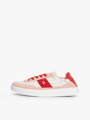 multi suede scrunch back trainers for women tommy hilfiger