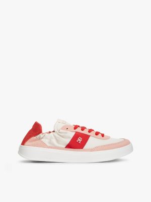 multi suede scrunch back trainers for women tommy hilfiger