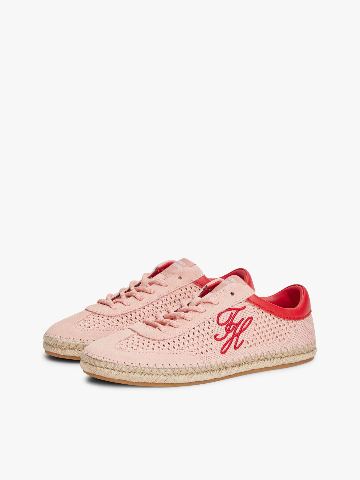 Logo Rope Midsole Knit Trainers — Pink