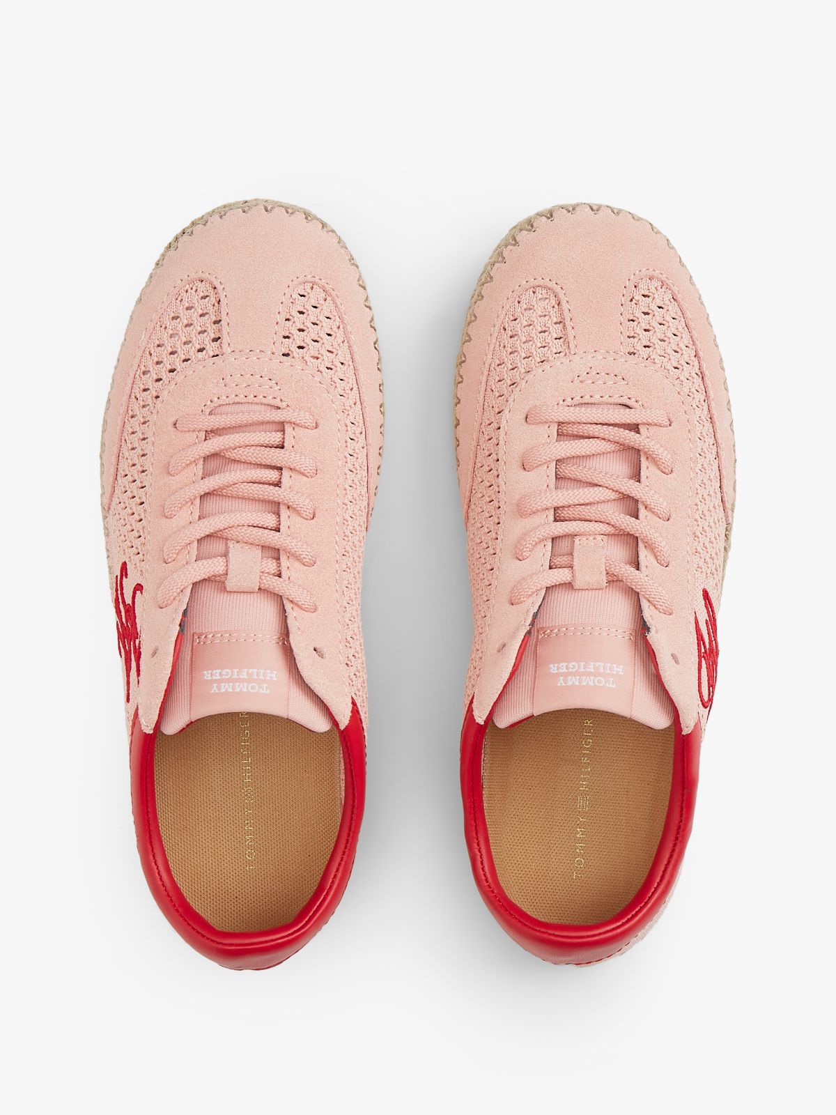 Logo Rope Midsole Knit Trainers — Pink