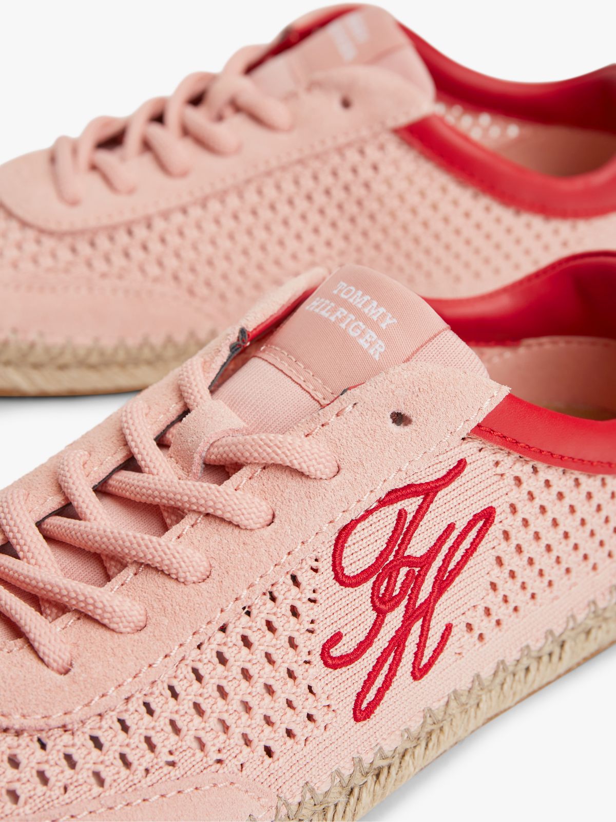 Logo Rope Midsole Knit Trainers — Pink