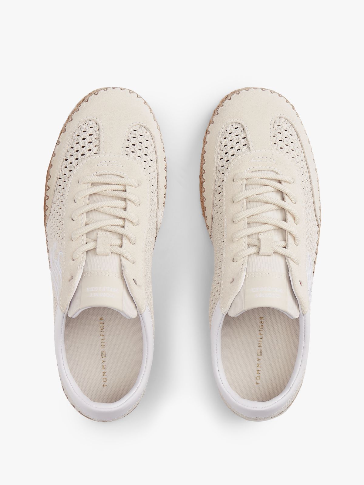 Logo Rope Midsole Knit Trainers — Beige