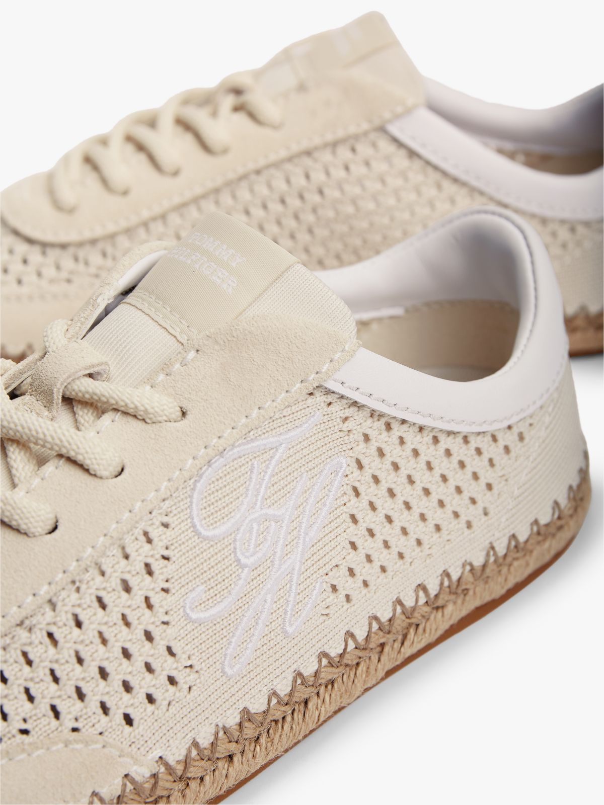 Logo Rope Midsole Knit Trainers — Beige