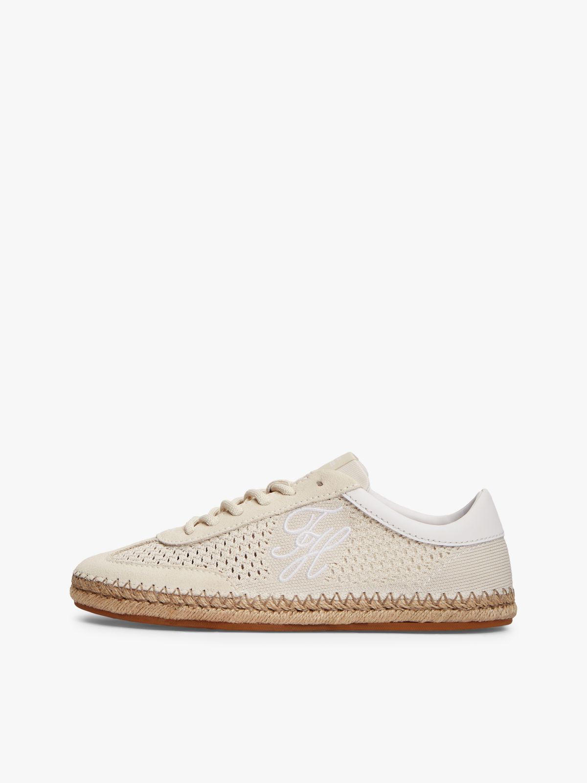 Logo Rope Midsole Knit Trainers — Beige