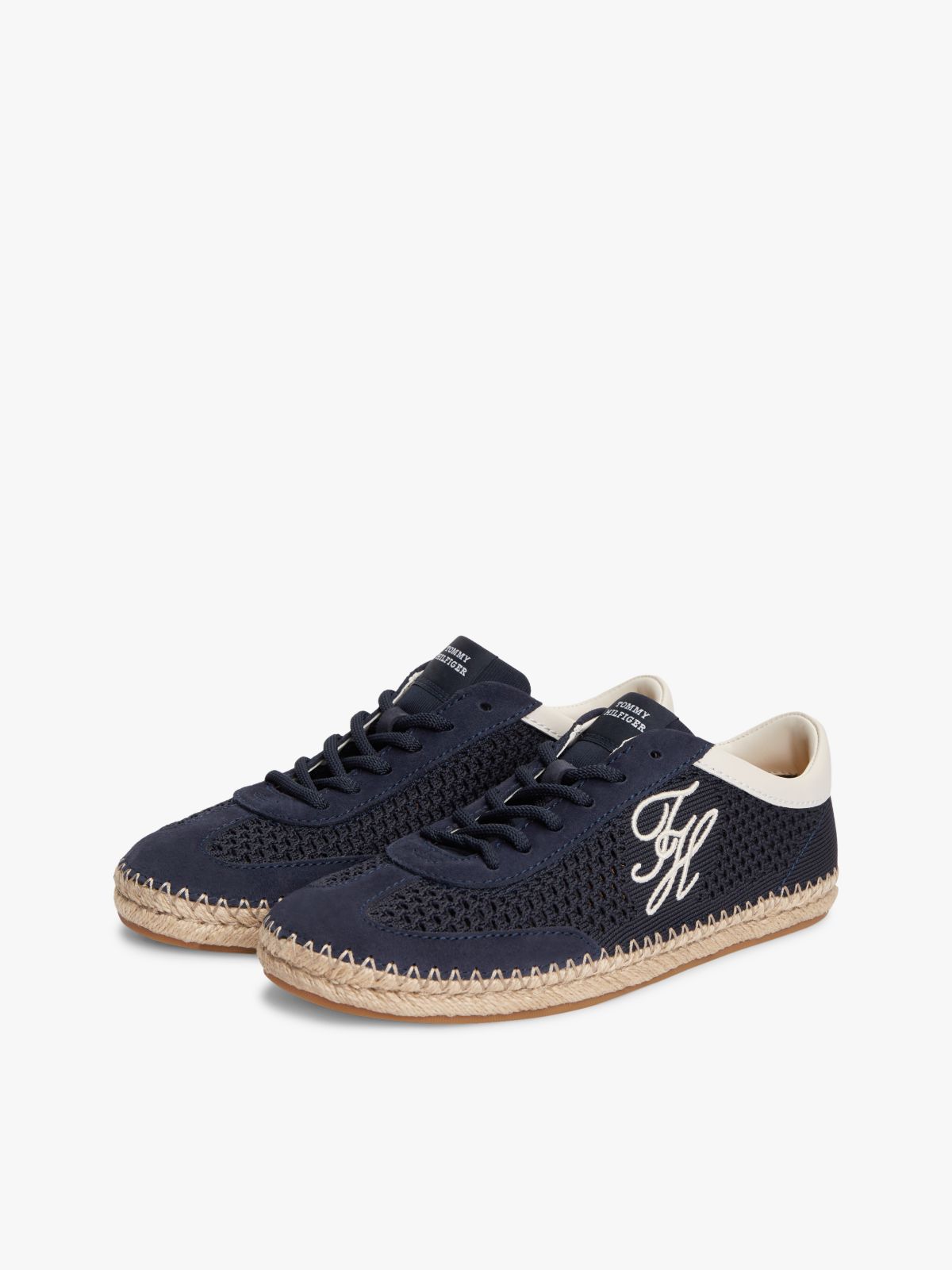 Logo Rope Midsole Knit Trainers — Blue