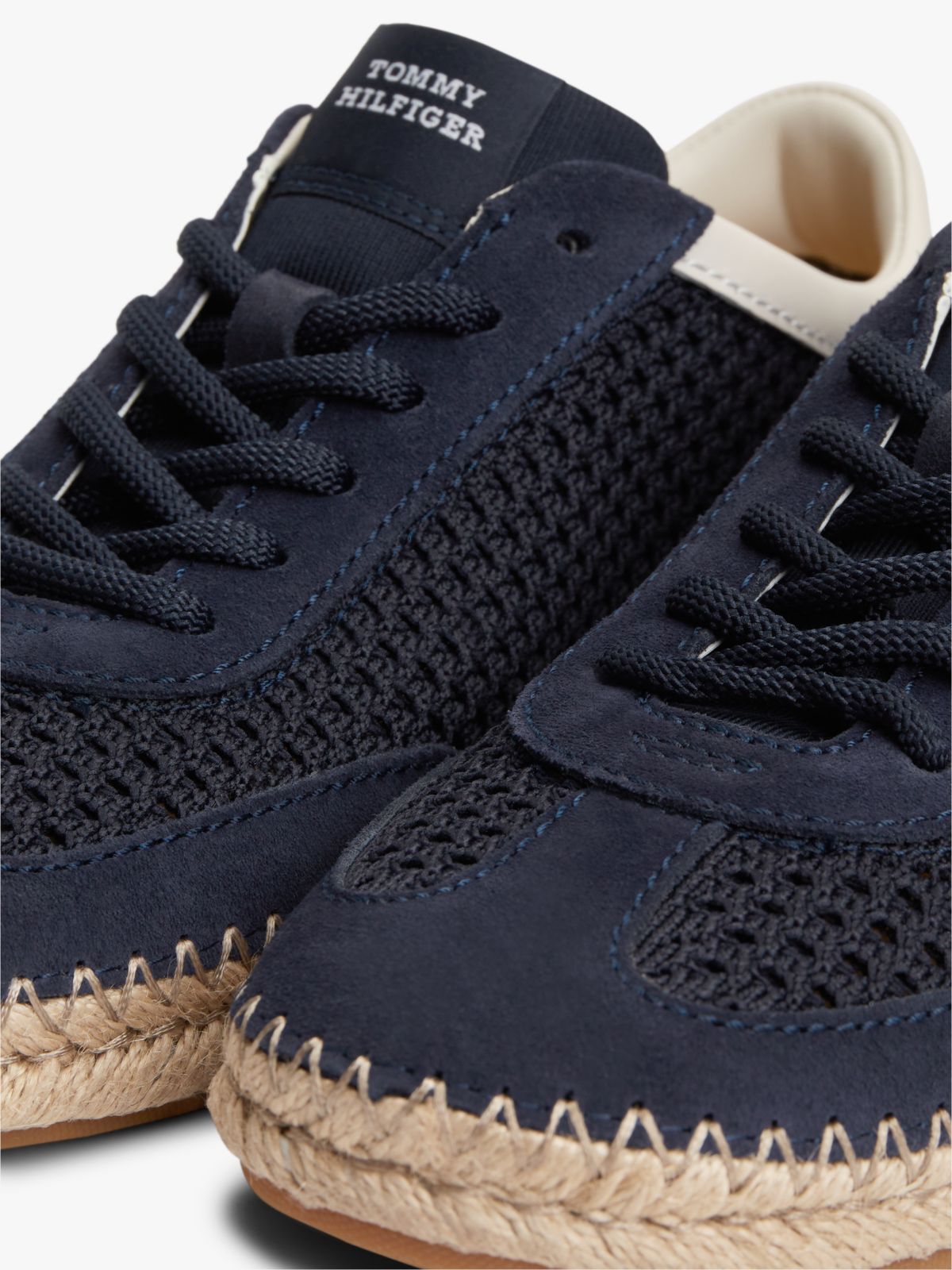 Logo Rope Midsole Knit Trainers — Blue