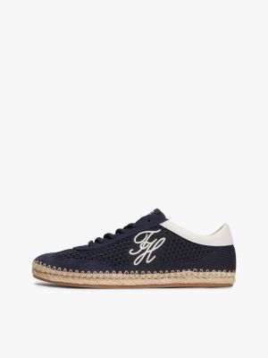 niebieski buty sportowe z logo i podeszwą ze sznurka dla kobiety - tommy hilfiger