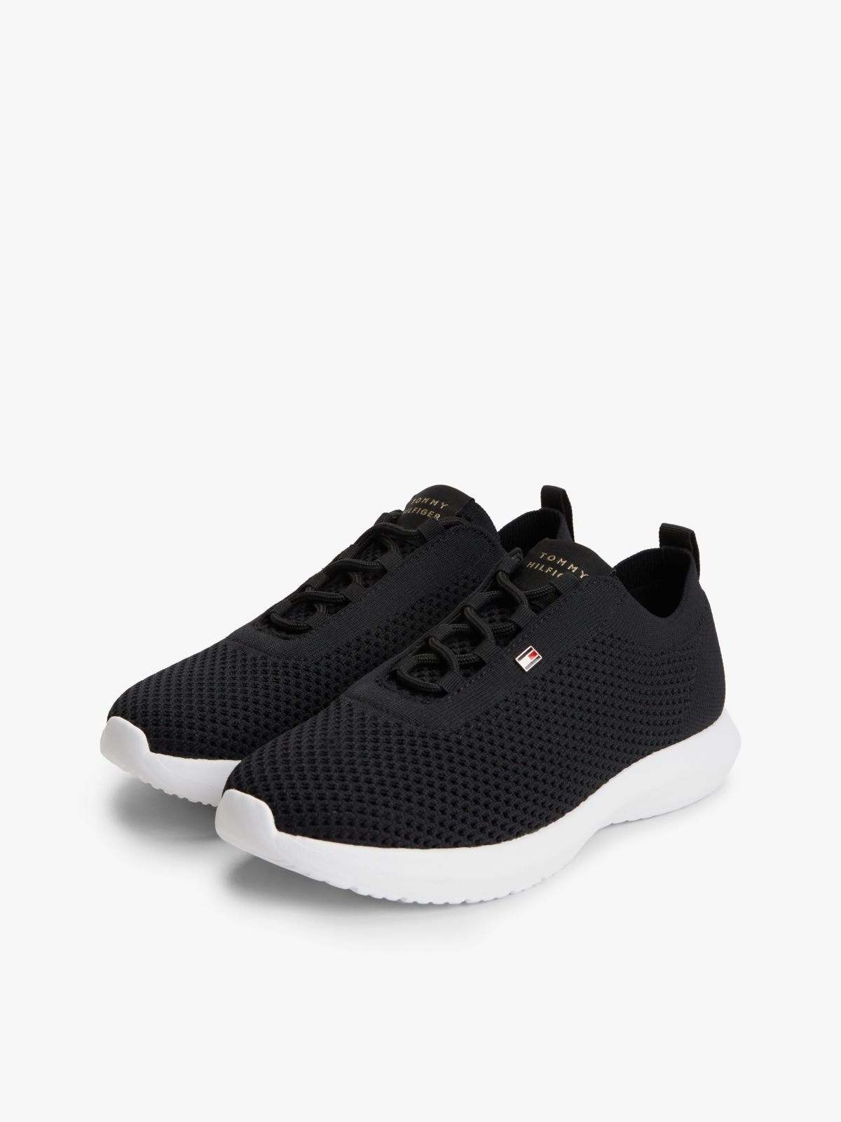 Enamel Flag Knit Trainers — Black