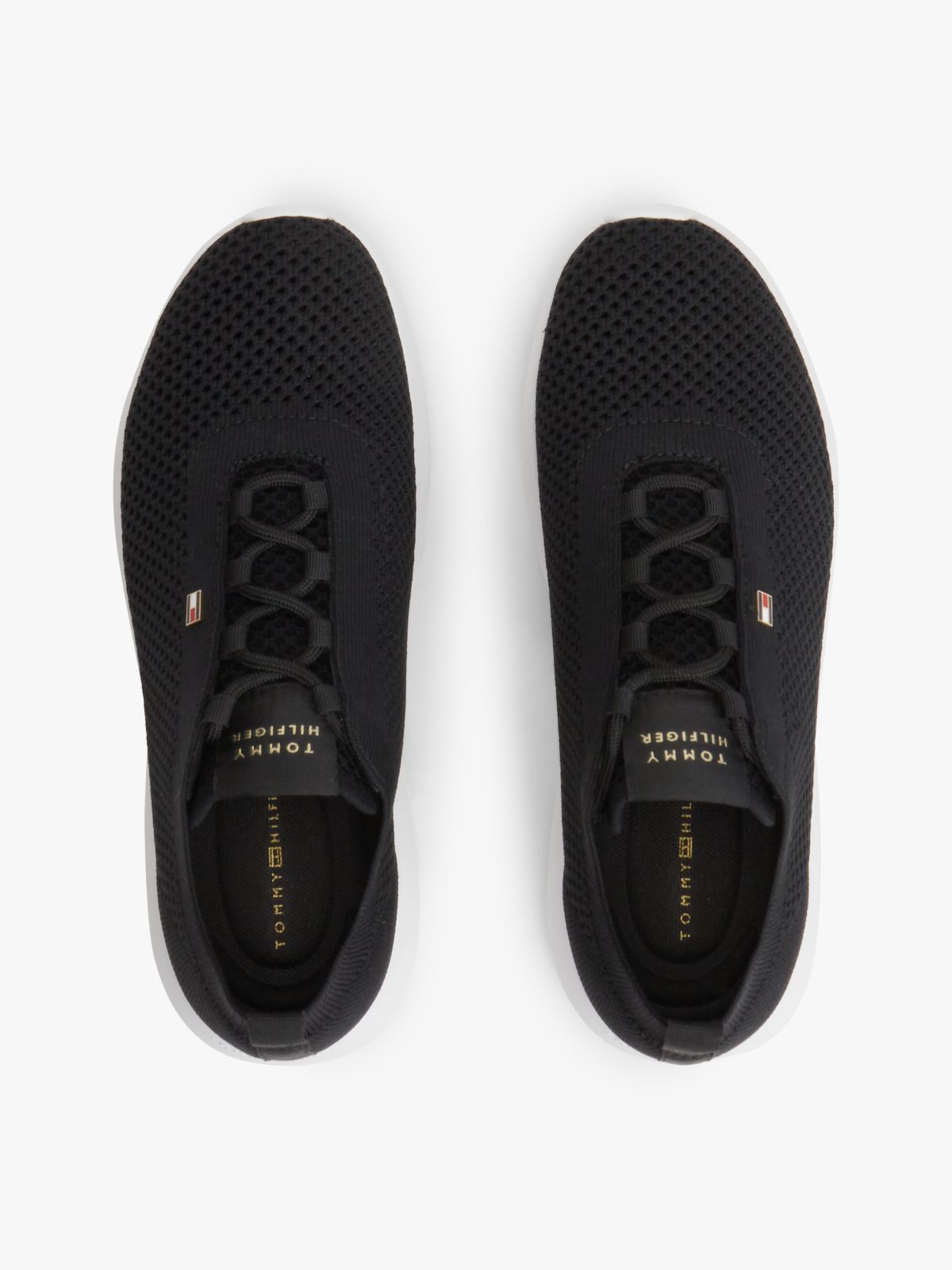 Enamel Flag Knit Trainers — Black