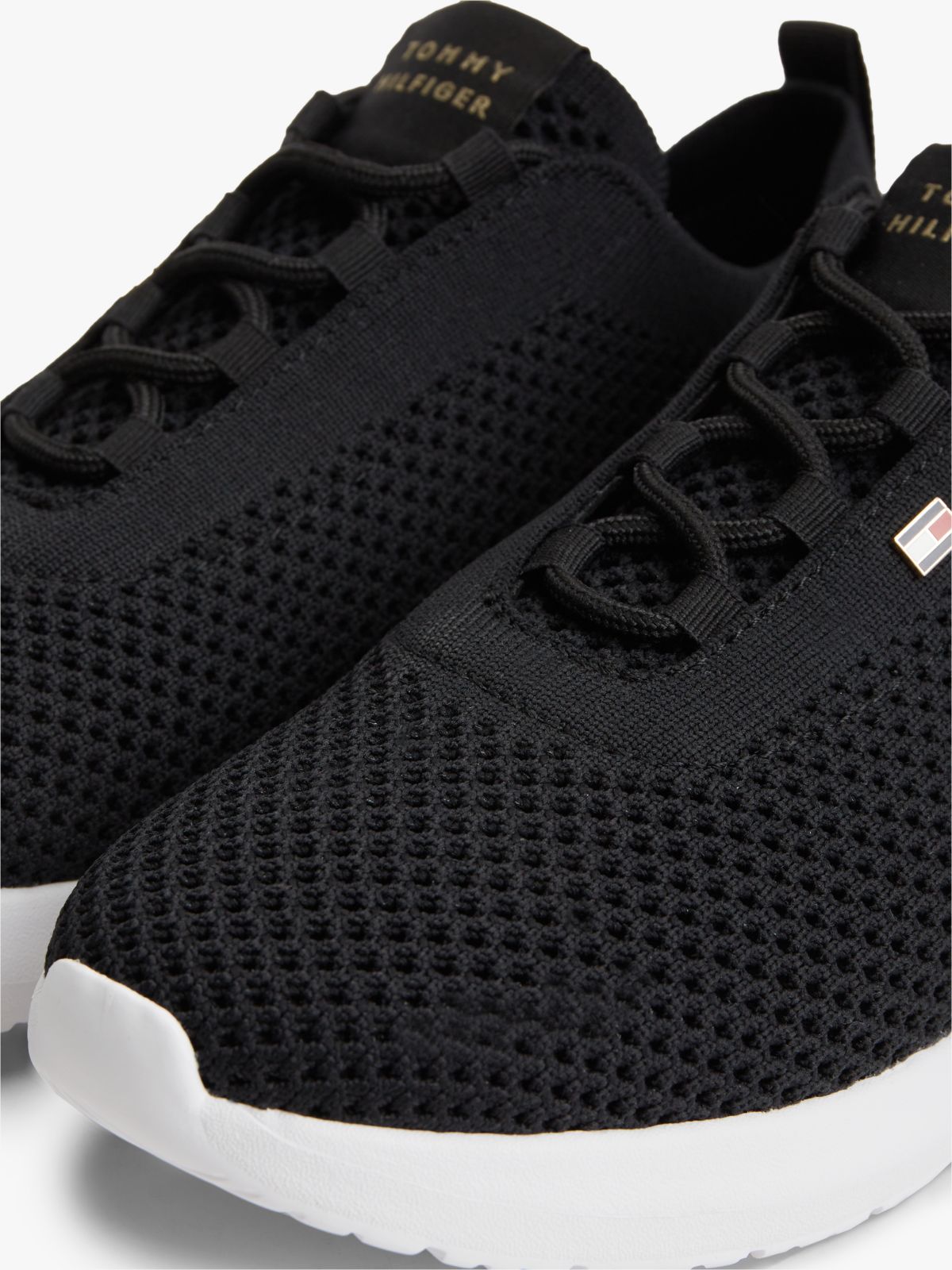 Enamel Flag Knit Trainers — Black