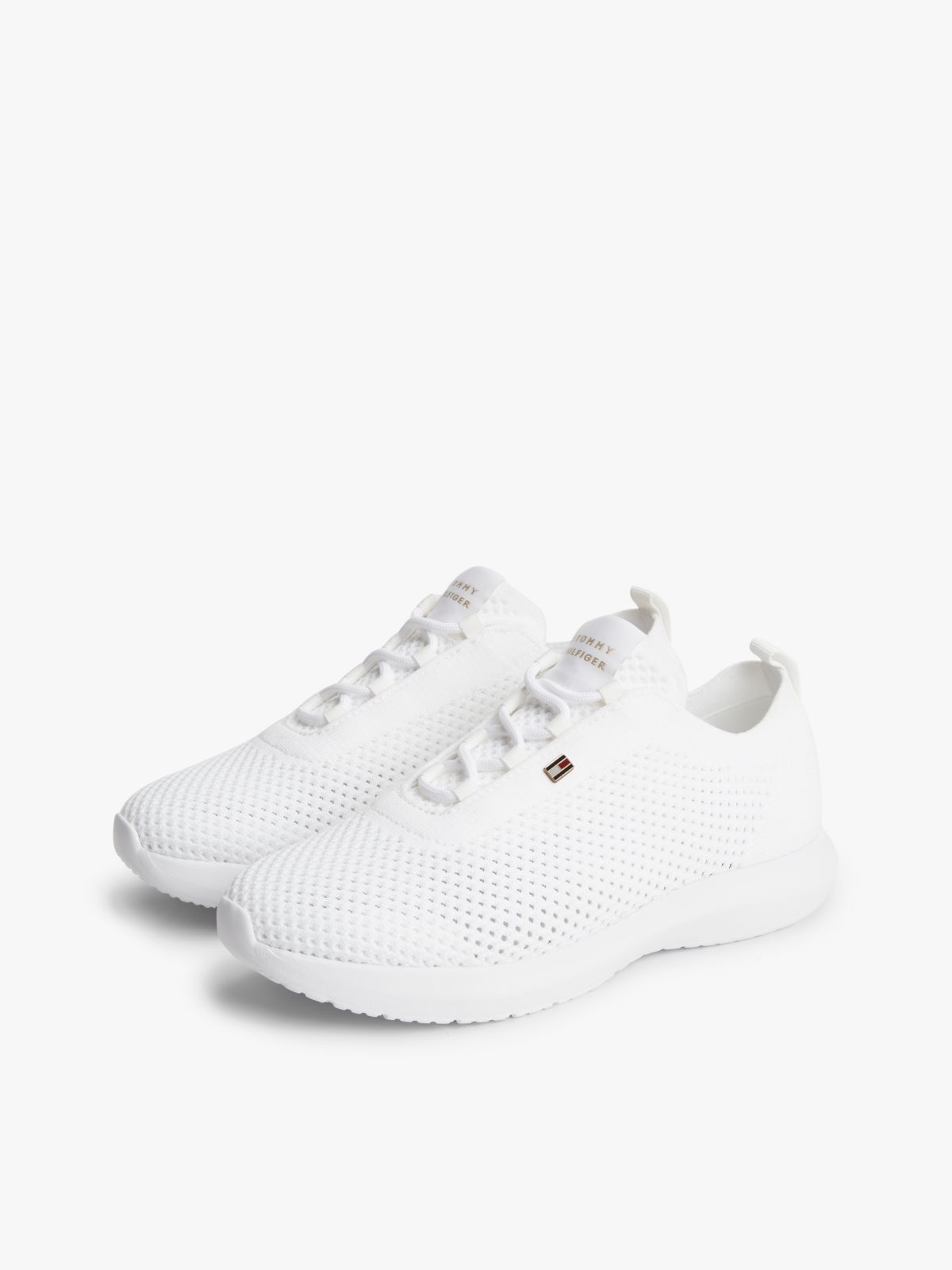 Enamel Flag Knit Trainers — White