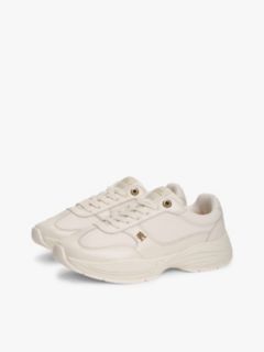 TH Monogram Mixed Texture Leather Trainers — Beige 2