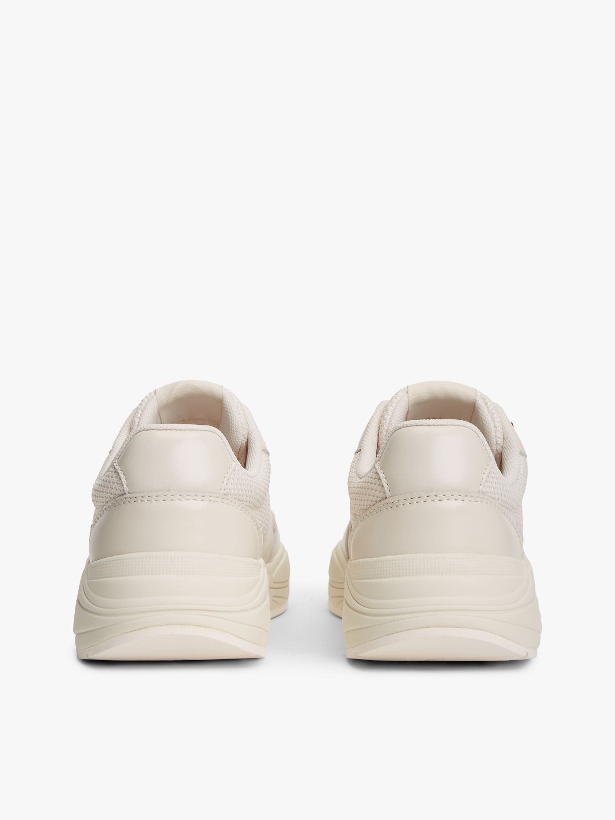 TH Monogram Mixed Texture Leather Trainers — Beige
