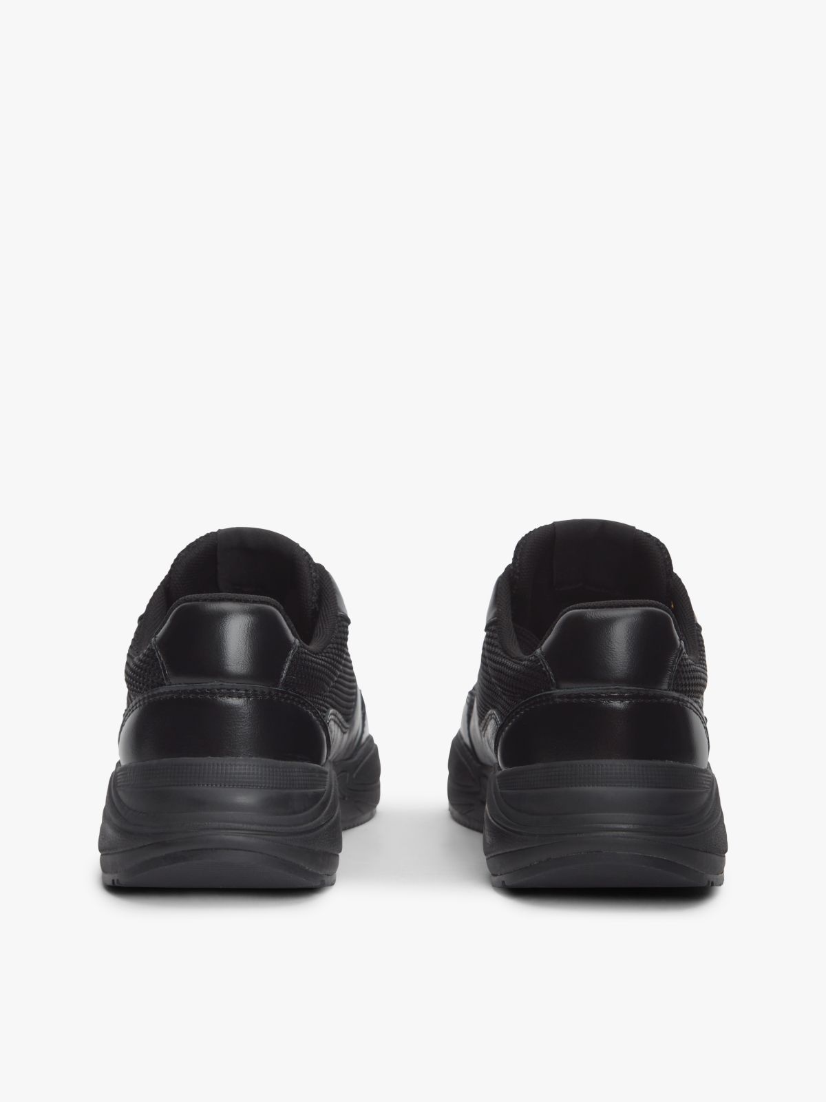 TH Monogram Mixed Texture Leather Trainers — Black