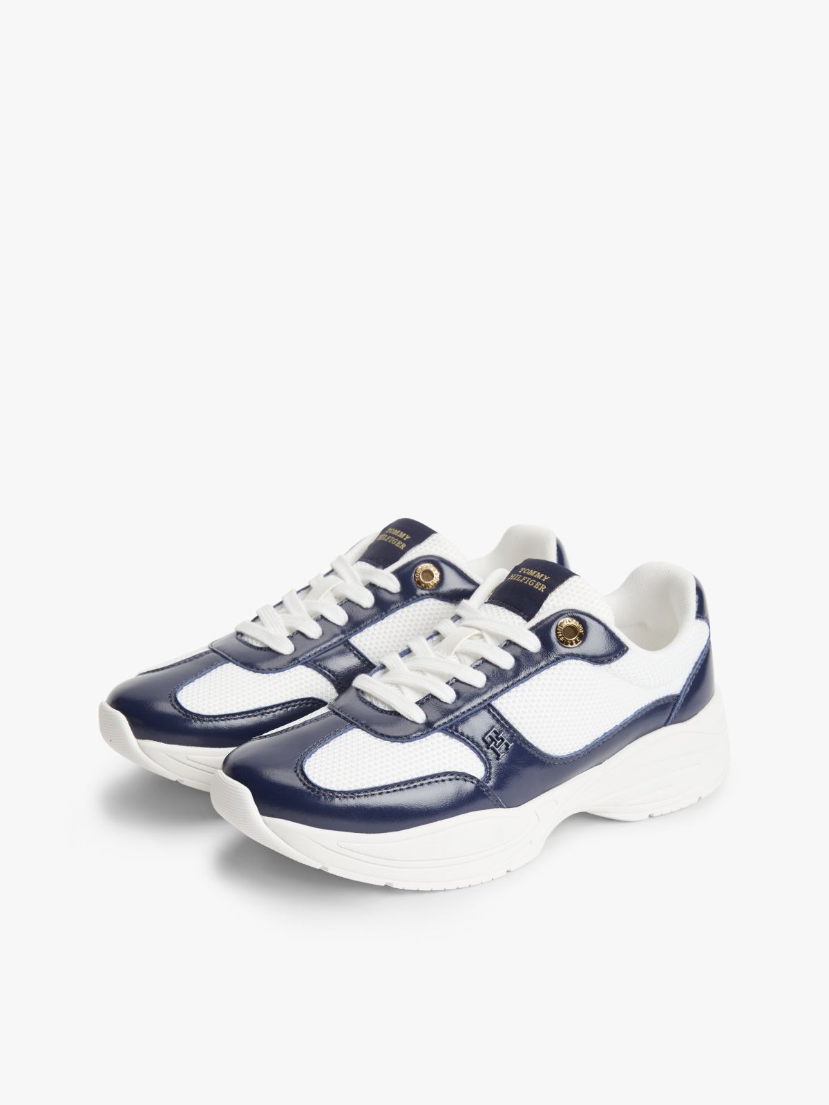 TH Monogram Mixed Texture Leather Trainers — Multi
