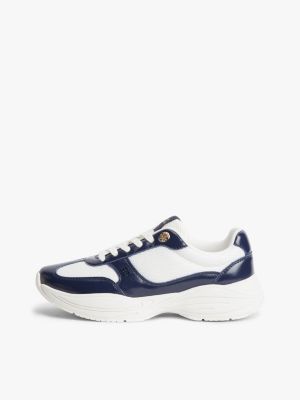 meerdere kleuren th monogram leren sneaker met gemengde texturen voor dames - tommy hilfiger