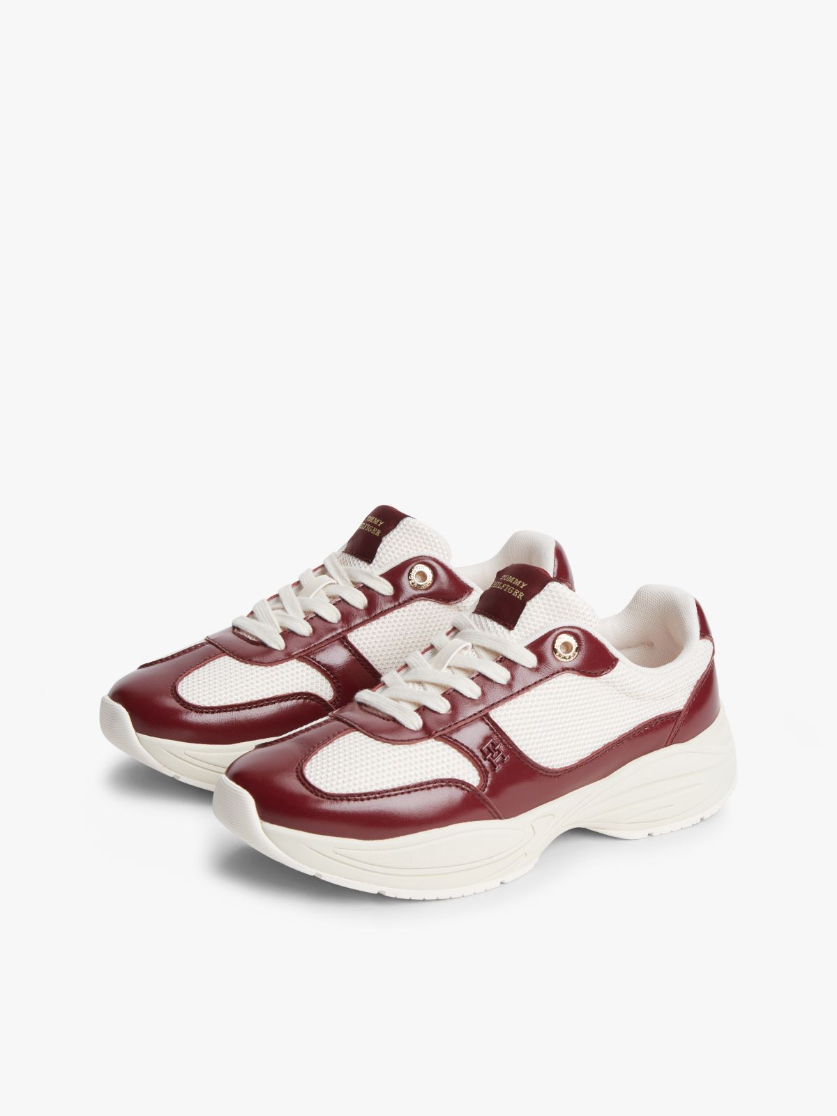 TH Monogram Mixed Texture Leather Trainers — Multi