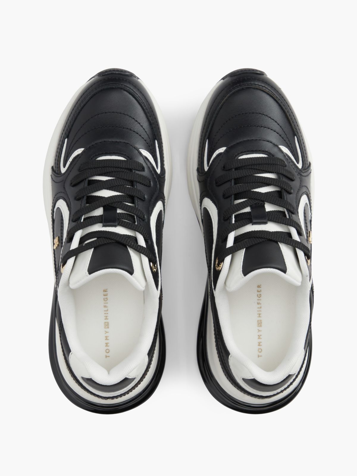 TH Monogram Leather Chunky Trainers — Black