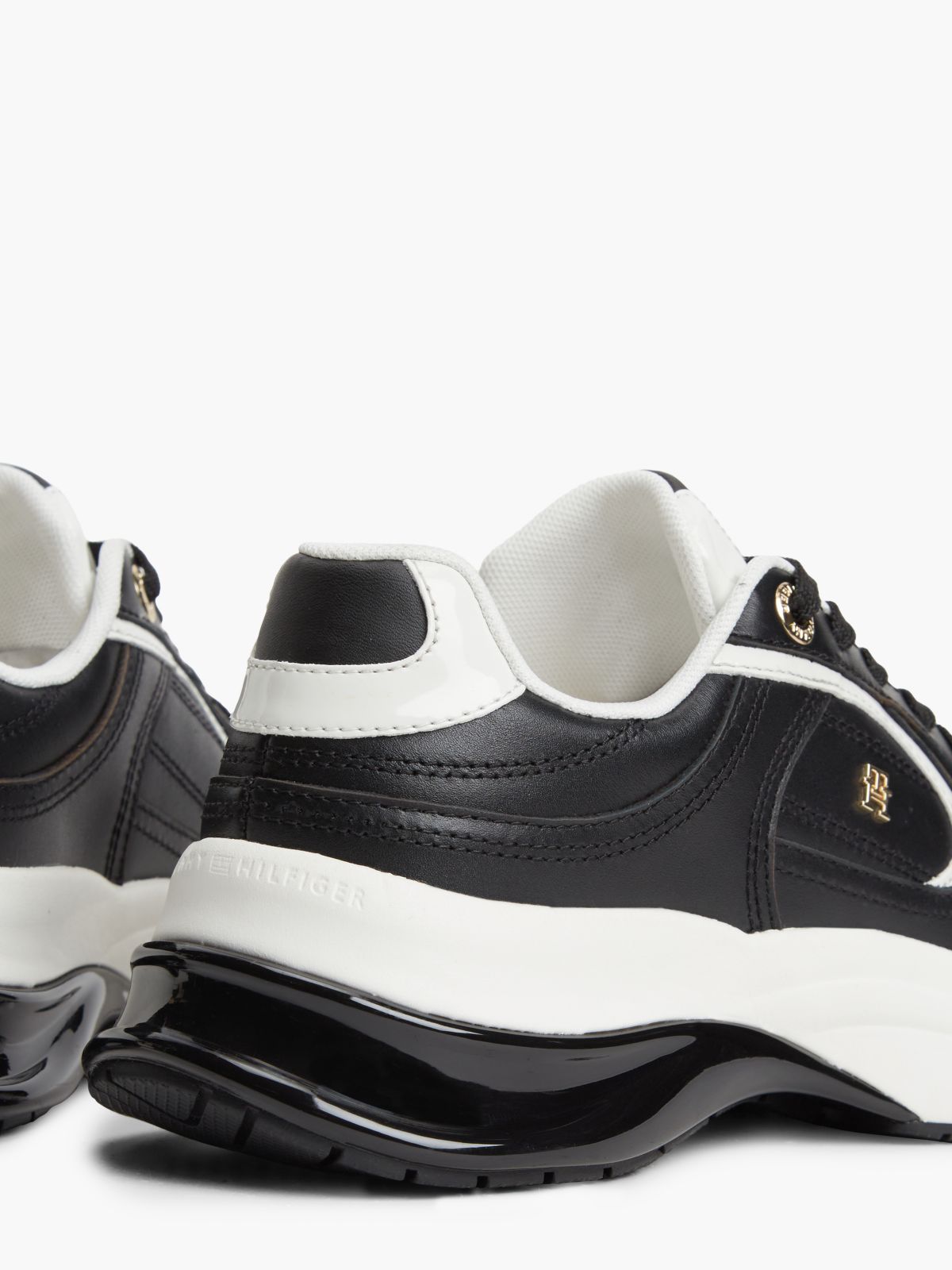 TH Monogram Leather Chunky Trainers — Black