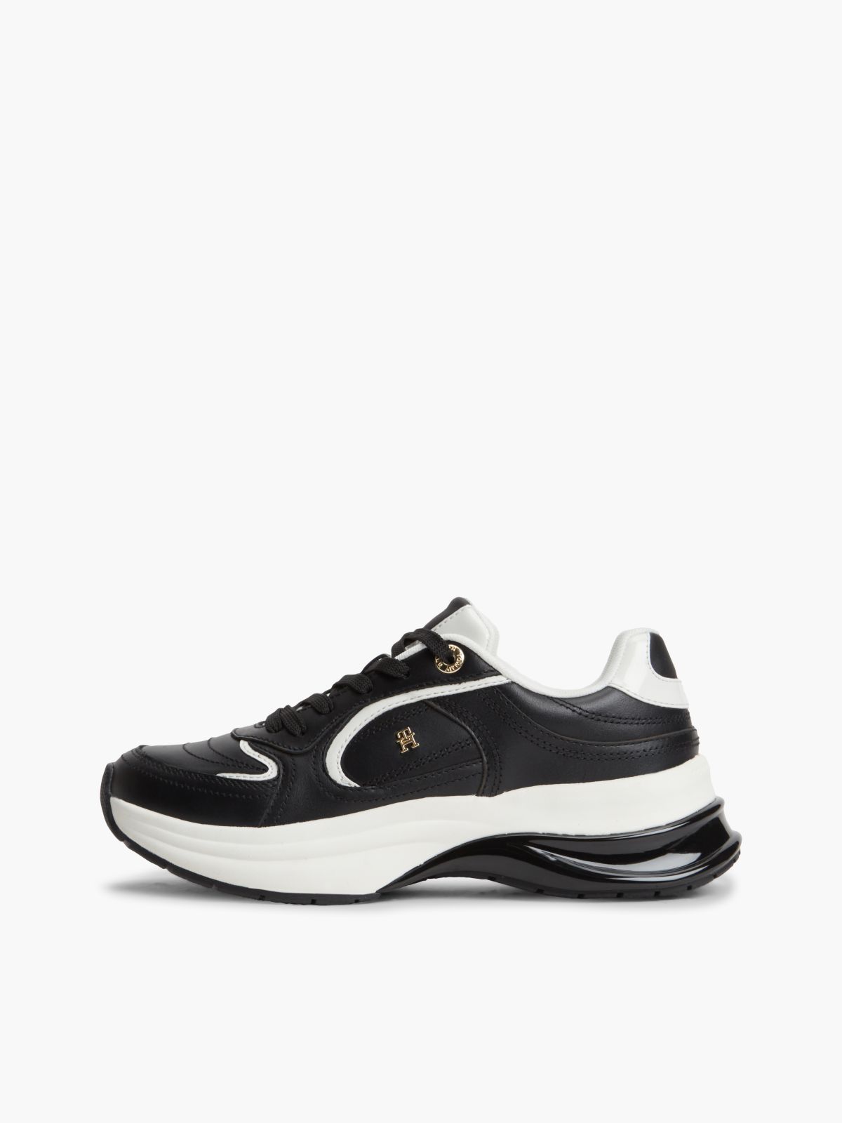 TH Monogram Leather Chunky Trainers — Black