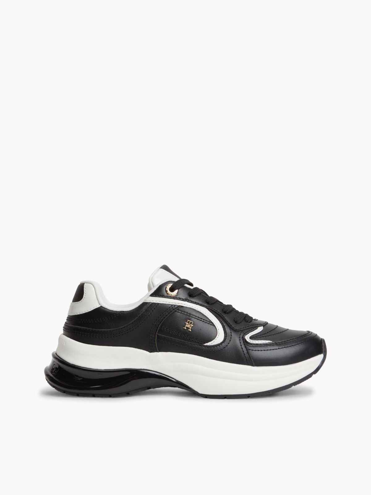 TH Monogram Leather Chunky Trainers — Black