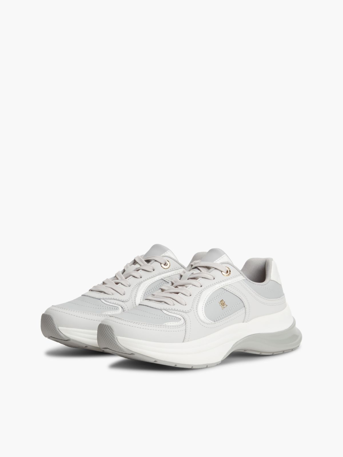 TH Monogram Leather Chunky Trainers — Grey